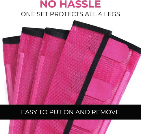 Mesh Horse Fly Boots Set of 4，Adjustable and Universal Loose Fitting & Non-Slip Horse Fly Leggings for Horses,Reduce Stressful Stomping (Pink) in Kuwait