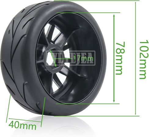 4PCS RC 1/8 On-Road Tires 15-Spokes RC Wheel and Tires 17mm Hex Hub Fit for 1/8 HPI WR8 HSP Hobao ARRMA Redcat Losi Kyosho VRX in Kuwait