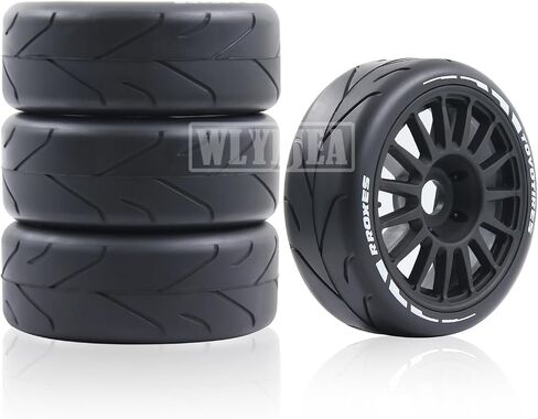 4PCS RC 1/8 On-Road Tires 15-Spokes RC Wheel and Tires 17mm Hex Hub Fit for 1/8 HPI WR8 HSP Hobao ARRMA Redcat Losi Kyosho VRX in Kuwait