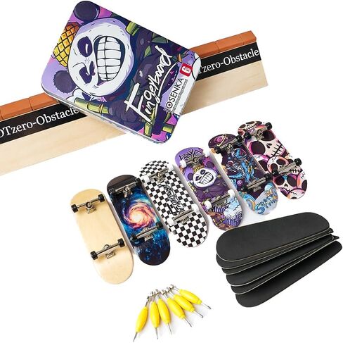6 PCS Pro 32mm Fingerboard Wooden Board Professional Mini Finger Skateboard Set من 6 (6pcs) in Kuwait