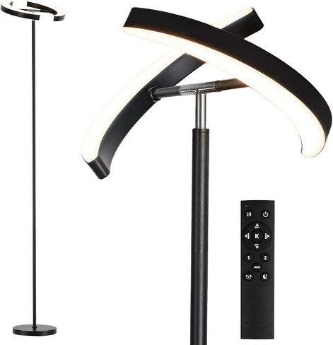 مصابيح أرضية من Sunmory لغرفة المعيشة ، مصباح أرضي LED ساطع 28 واط مع مصابيح قابلة للدوران والتحكم عن بعد ، مصباح طويل القامة مع مصباح زاوية قابلة للوقوع قابلة للتطبيق لغرفة النوم ، المكتب in Kuwait