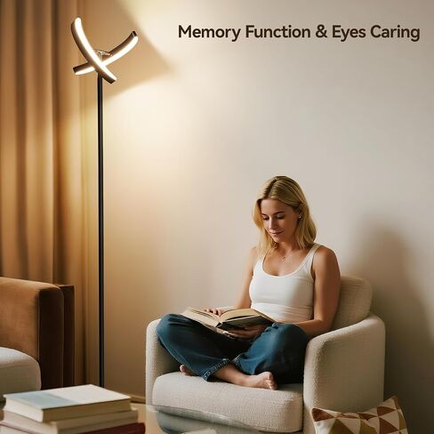 مصابيح أرضية من Sunmory لغرفة المعيشة ، مصباح أرضي LED ساطع 28 واط مع مصابيح قابلة للدوران والتحكم عن بعد ، مصباح طويل القامة مع مصباح زاوية قابلة للوقوع قابلة للتطبيق لغرفة النوم ، المكتب in Kuwait