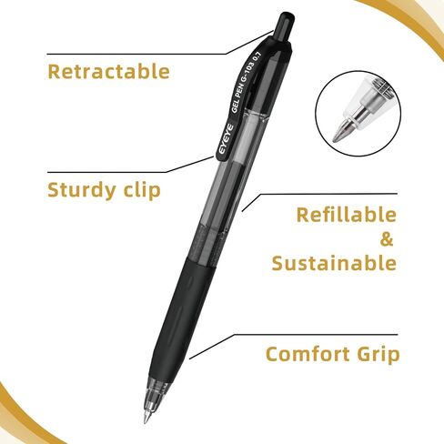 EYEYE G-103 Retractable Gel Pens 0.7mm, 25 Pack 0.7 mm Blue Ink Medium Point Ballpoint Pen Quick Drying, Pen Fine Point Smooth Writing Pens for for Office School Supplies in Kuwait
