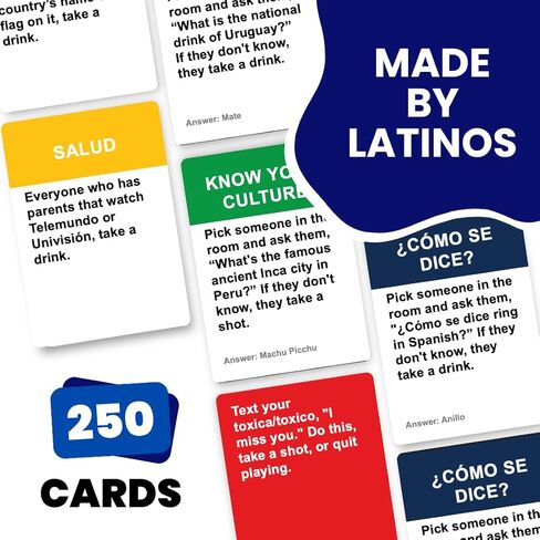 Do أو اشرب Latino Edition - لعبة شرب الكبار من أجل اللاتينيين - ألعاب الحفلات الممتعة للبالغين مع 250 بطاقة - رائعة في لعبة Game Night و Pre Games و Carnitas Sundays وبعد الحفلات والشواء in Kuwait