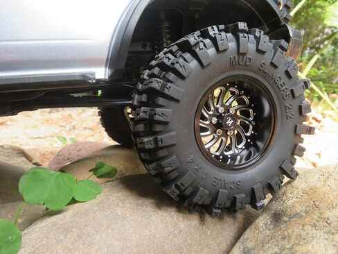 HOBBYSOUL 124mm Tall 2.2 Mud Slingers Tires & 2.2 Beadlock Wheels Adjustable Offset 40mm Wide Rims for RC Crawler Trail SCX10 Everest 10 Capra Wraith Upgrades,HS701582 in Saudi Arabia
