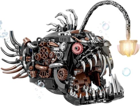 Mechanical Angler Fish Building Block Set - STEM Toys for Boys & Girls 8-14+, Deep Sea Ocean Creature Kit, Home/Office Decor with Light, Great Gift for Kids & Adults(1038+Pieces) in Saudi Arabia