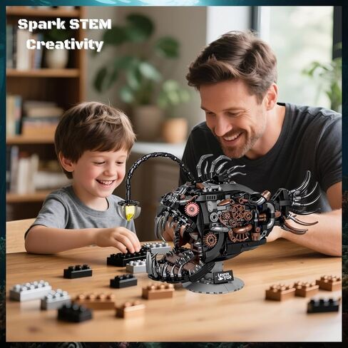 Mechanical Angler Fish Building Block Set - STEM Toys for Boys & Girls 8-14+, Deep Sea Ocean Creature Kit, Home/Office Decor with Light, Great Gift for Kids & Adults(1038+Pieces) in Saudi Arabia