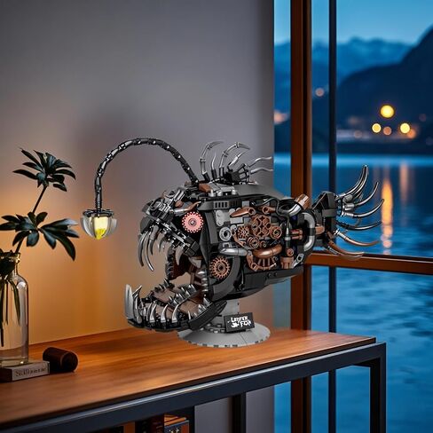 Mechanical Angler Fish Building Block Set - STEM Toys for Boys & Girls 8-14+, Deep Sea Ocean Creature Kit, Home/Office Decor with Light, Great Gift for Kids & Adults(1038+Pieces) in Saudi Arabia