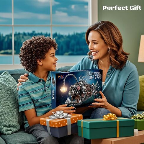 Mechanical Angler Fish Building Block Set - STEM Toys for Boys & Girls 8-14+, Deep Sea Ocean Creature Kit, Home/Office Decor with Light, Great Gift for Kids & Adults(1038+Pieces) in Saudi Arabia