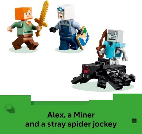 LEGO Minecraft The Pickaxe Mine Kids Toy - Building Set for Boys and Girls - Minecraft Toy for Gaming Fans 8+ - Includes Alex, Miner, and Stray Spider Jockey Minifigure - Birthday Gift Idea - 21277 in Saudi Arabia