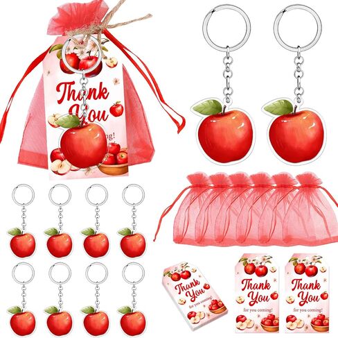 72pcs Apple Party Party Favors شكرًا لك على علامات المفاتيح أكياس الهدايا الفاكهة ذات التقدير تسمية هدية Apple من عيوننا ، شكرًا لك على علامات Apple معلمي استحمام الطفل ، يوم عيد ميلاد المدرسة. in Saudi Arabia