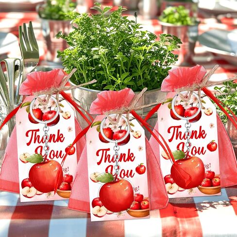 72pcs Apple Party Party Favors شكرًا لك على علامات المفاتيح أكياس الهدايا الفاكهة ذات التقدير تسمية هدية Apple من عيوننا ، شكرًا لك على علامات Apple معلمي استحمام الطفل ، يوم عيد ميلاد المدرسة. in Saudi Arabia