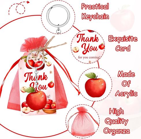 72pcs Apple Party Party Favors شكرًا لك على علامات المفاتيح أكياس الهدايا الفاكهة ذات التقدير تسمية هدية Apple من عيوننا ، شكرًا لك على علامات Apple معلمي استحمام الطفل ، يوم عيد ميلاد المدرسة. in Saudi Arabia