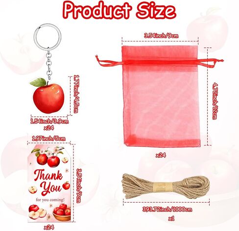 72pcs Apple Party Party Favors شكرًا لك على علامات المفاتيح أكياس الهدايا الفاكهة ذات التقدير تسمية هدية Apple من عيوننا ، شكرًا لك على علامات Apple معلمي استحمام الطفل ، يوم عيد ميلاد المدرسة. in Saudi Arabia