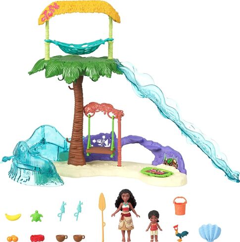Mattel Disney Moana 2 Toys ، Moana’s Island Adventure Playset مع Moana & Simea Small Dolls ، من أصدقاء شخصية ، 5 مناطق لعب و 8 ملحقات in Saudi Arabia