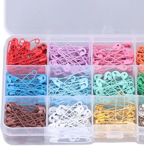 BRRNOO Colored Safety Pins, Quilting Pins Sewing Quilting Art Craft Needles Metal Sewing Clothes for Clothing Handicrafts Jewelry Making, Knitting Stitch Marker (15 Colors 450 Pieces/Box) in Saudi Arabia