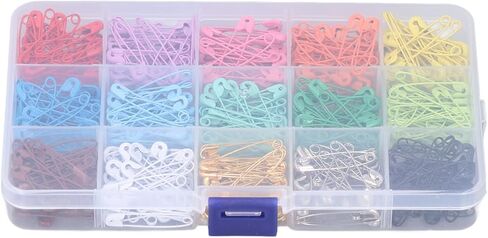 BRRNOO Colored Safety Pins, Quilting Pins Sewing Quilting Art Craft Needles Metal Sewing Clothes for Clothing Handicrafts Jewelry Making, Knitting Stitch Marker (15 Colors 450 Pieces/Box) in Saudi Arabia
