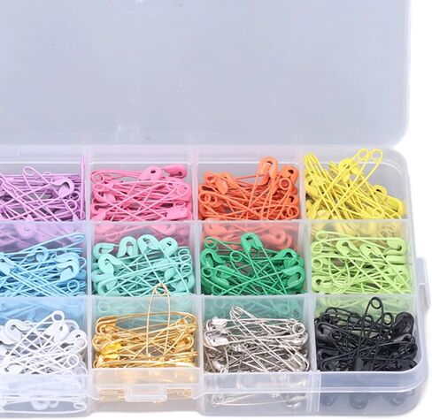 BRRNOO Colored Safety Pins, Quilting Pins Sewing Quilting Art Craft Needles Metal Sewing Clothes for Clothing Handicrafts Jewelry Making, Knitting Stitch Marker (15 Colors 450 Pieces/Box) in Saudi Arabia