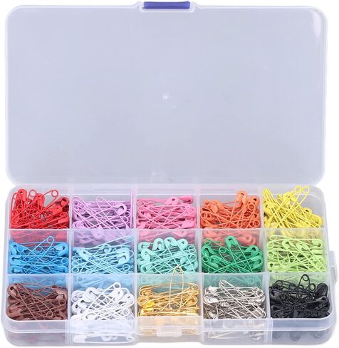 BRRNOO Colored Safety Pins, Quilting Pins Sewing Quilting Art Craft Needles Metal Sewing Clothes for Clothing Handicrafts Jewelry Making, Knitting Stitch Marker (15 Colors 450 Pieces/Box) in Saudi Arabia