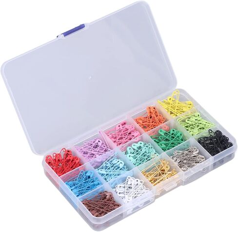 BRRNOO Colored Safety Pins, Quilting Pins Sewing Quilting Art Craft Needles Metal Sewing Clothes for Clothing Handicrafts Jewelry Making, Knitting Stitch Marker (15 Colors 450 Pieces/Box) in Saudi Arabia