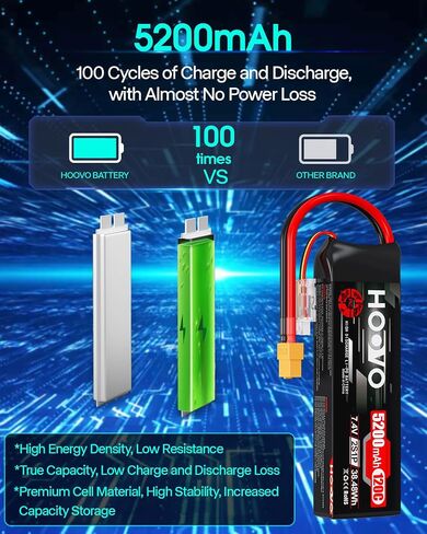 بطارية هووفو 2S Lipo ، 7.4v 5200mAh 120c RC حزمة البطارية ، وضعية ناعمة مع سدادة XT60 ل RC CAR Truck Truck Airplane Boat RC ، 2Packs in Saudi Arabia