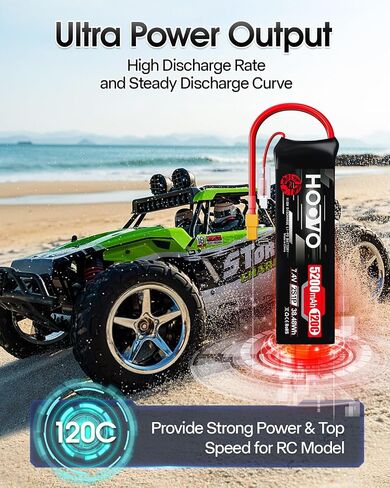 بطارية هووفو 2S Lipo ، 7.4v 5200mAh 120c RC حزمة البطارية ، وضعية ناعمة مع سدادة XT60 ل RC CAR Truck Truck Airplane Boat RC ، 2Packs in Saudi Arabia