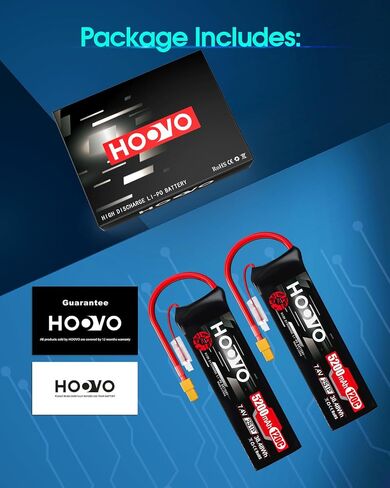 بطارية هووفو 2S Lipo ، 7.4v 5200mAh 120c RC حزمة البطارية ، وضعية ناعمة مع سدادة XT60 ل RC CAR Truck Truck Airplane Boat RC ، 2Packs in Saudi Arabia