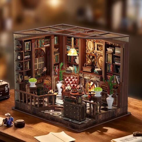 Book Nook Kit, DIY Miniature House Kit for Adults and Teens, 3D Wooden Puzzle Booknook Tiny House Bookshelf Decor, Holiday Craft Gift for Friends, Family(Japanese Courtyard) in Saudi Arabia
