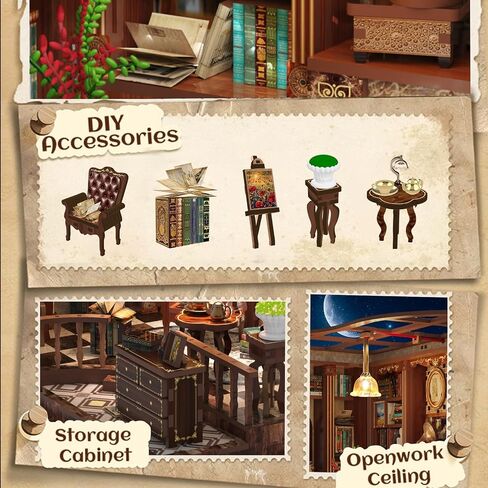 Book Nook Kit, DIY Miniature House Kit for Adults and Teens, 3D Wooden Puzzle Booknook Tiny House Bookshelf Decor, Holiday Craft Gift for Friends, Family(Japanese Courtyard) in Saudi Arabia
