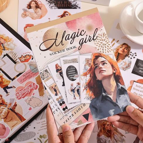 Magic Girl Decal Stickers Book For Planners, Calendars, Journals, Vision Boards, Projects, Laptop & Water Bottles – Premium Quality, Hand Drawn, Waterproof – Scrapbook Accessories For Women - 24 Pages in Kuwait