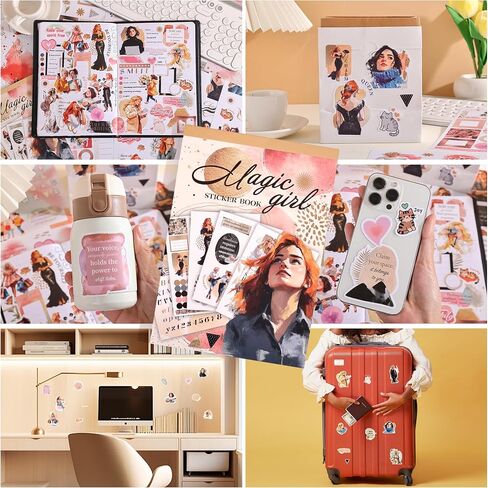 Magic Girl Decal Stickers Book For Planners, Calendars, Journals, Vision Boards, Projects, Laptop & Water Bottles – Premium Quality, Hand Drawn, Waterproof – Scrapbook Accessories For Women - 24 Pages in Kuwait