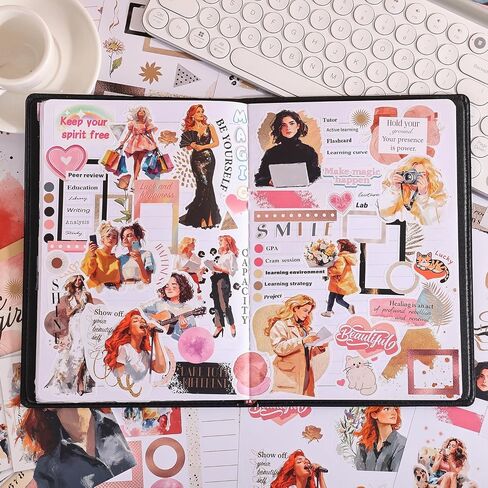 Magic Girl Decal Stickers Book For Planners, Calendars, Journals, Vision Boards, Projects, Laptop & Water Bottles – Premium Quality, Hand Drawn, Waterproof – Scrapbook Accessories For Women - 24 Pages in Kuwait