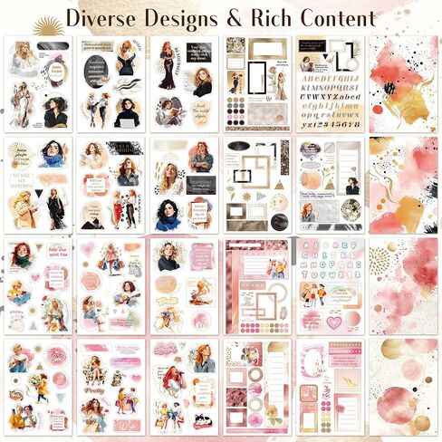 Magic Girl Decal Stickers Book For Planners, Calendars, Journals, Vision Boards, Projects, Laptop & Water Bottles – Premium Quality, Hand Drawn, Waterproof – Scrapbook Accessories For Women - 24 Pages in Kuwait