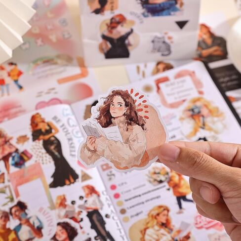 Magic Girl Decal Stickers Book For Planners, Calendars, Journals, Vision Boards, Projects, Laptop & Water Bottles – Premium Quality, Hand Drawn, Waterproof – Scrapbook Accessories For Women - 24 Pages in Kuwait
