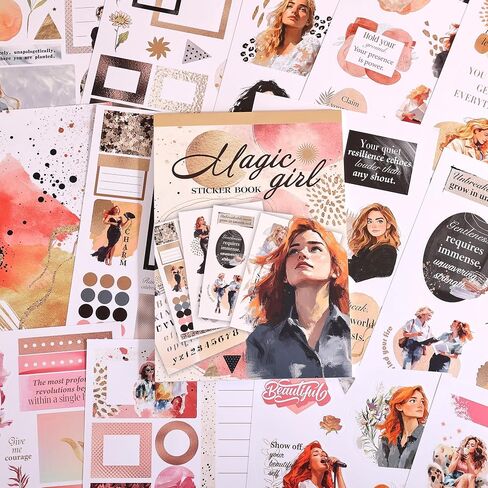 Magic Girl Decal Stickers Book For Planners, Calendars, Journals, Vision Boards, Projects, Laptop & Water Bottles – Premium Quality, Hand Drawn, Waterproof – Scrapbook Accessories For Women - 24 Pages in Kuwait