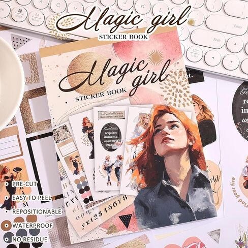 Magic Girl Decal Stickers Book For Planners, Calendars, Journals, Vision Boards, Projects, Laptop & Water Bottles – Premium Quality, Hand Drawn, Waterproof – Scrapbook Accessories For Women - 24 Pages in Kuwait