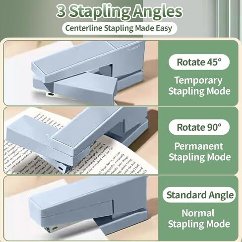 Stapler Swing-Arm Stapler ، قاعدة دوارة 360 درجة ، سعة 25 ورقة ، تناسب 24/6 و 26/6 ، بناء معدني متين مع وسادة غير انزلاق للاستخدام المكتبي والمنزل (أخضر) in Kuwait