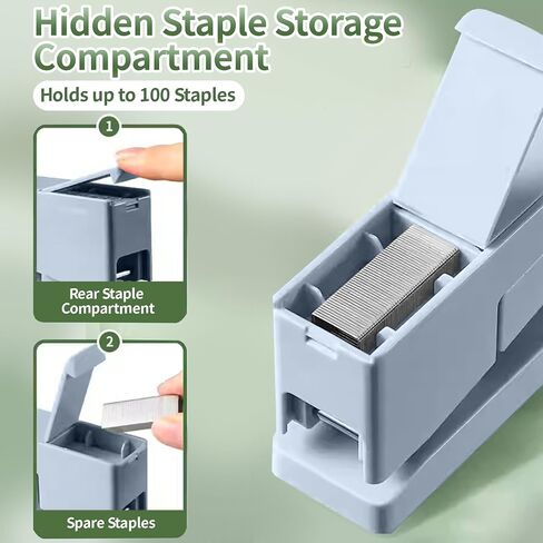 Stapler Swing-Arm Stapler ، قاعدة دوارة 360 درجة ، سعة 25 ورقة ، تناسب 24/6 و 26/6 ، بناء معدني متين مع وسادة غير انزلاق للاستخدام المكتبي والمنزل (أخضر) in Kuwait