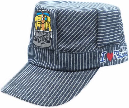 Adult Men's Choo Choo Train Engineer Railroad Hat with I Love Trains Navy/White in Kuwait