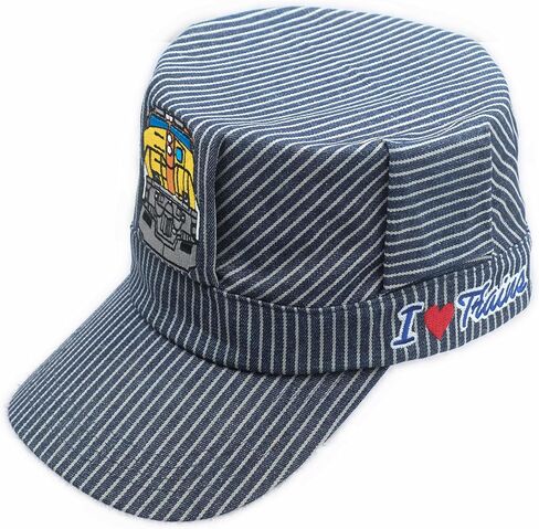 Adult Men's Choo Choo Train Engineer Railroad Hat with I Love Trains Navy/White in Kuwait