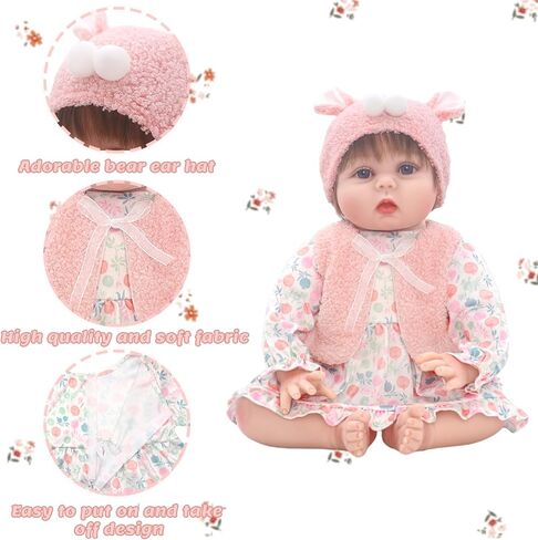 2 Set Reborn Doll Clothes for 20-22 inch Girl Dolls,6PCS Baby Doll Clothes Accessories Outfits Include Dress Coat Headband Hat Socks（No Dolls） in Kuwait