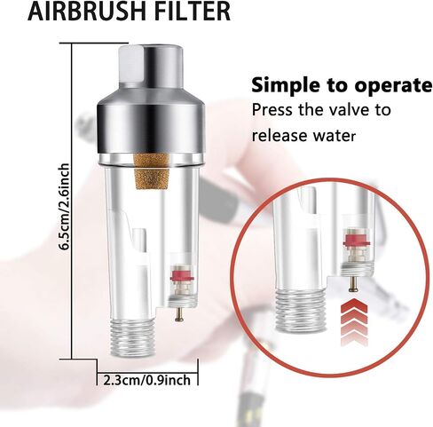 SAGUD 3pc Airbrush in-Line Mini Air Filter Air Brush Water Moisture Oil Trap Separator Kit, Connects onto Airbrushes and Hoses with 1/8" Threads Directly in Kuwait