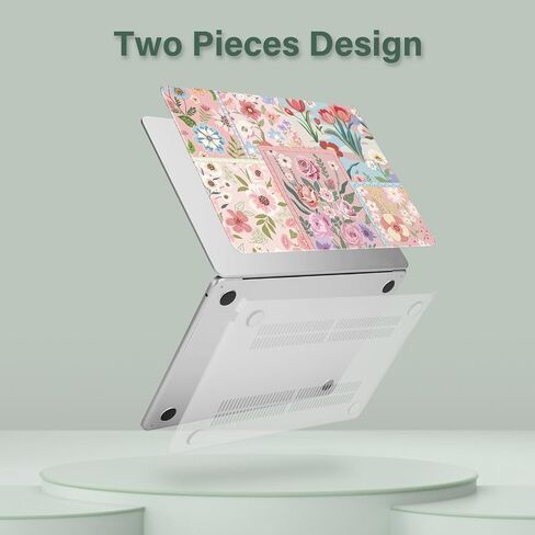 MOSISO Compatible with MacBook Air 13 inch Case 2025 2024 2023 2022 M4 A3240 M3 A3113 M2 A2681, Spliced Flowers Plastic Hard Shell&Keyboard Cover&Screen Film for MacBook Air 13.6 inch Case, Pink in Saudi Arabia