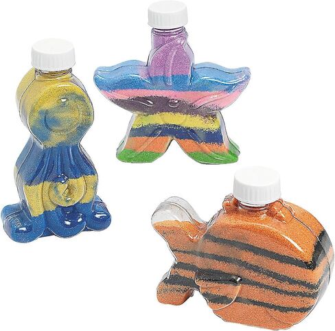 Fun Express 4 3/4 " - 5 1/4" تحت زجاجات بلاستيكية من Sea Sand Art - 12 قطعة - رائعة لصياغة الرمال في أنشطة المدرسة أو المنزلية in Saudi Arabia