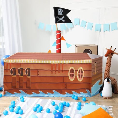 Oudain 72 x 30 Inch Pirate Party Tablecloth with Prow Cardboard Pirate Ship Table Cover Decorations for Birthday Graduation Jungle Adventure Nautical Party Favors Supplies in Saudi Arabia