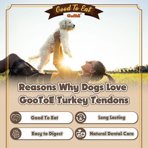 Gootoe Turkey Tendon Dog Treats, Bone (L) 3.53 oz, USA-Sourced Turkey Tendon, Natural Snack, Premium Puppy Chews, Hypoallergenic, Reseal Value Bags, Size for Large Dogs in Kuwait