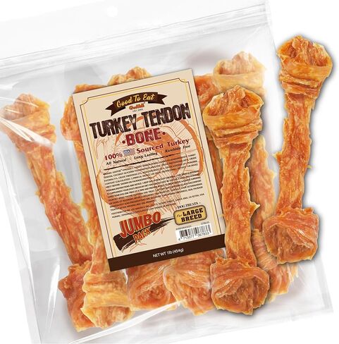 Gootoe Turkey Tendon Dog Treats, Bone (L) 3.53 oz, USA-Sourced Turkey Tendon, Natural Snack, Premium Puppy Chews, Hypoallergenic, Reseal Value Bags, Size for Large Dogs in Kuwait