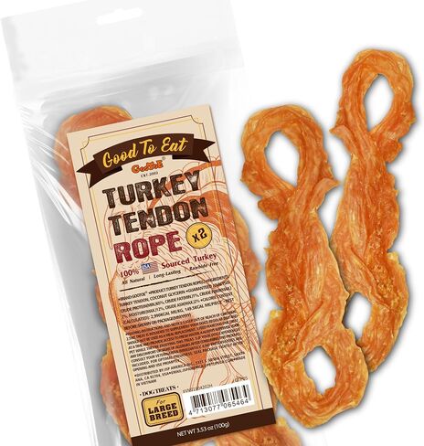 Gootoe Turkey Tendon Dog Treats, Bone (L) 3.53 oz, USA-Sourced Turkey Tendon, Natural Snack, Premium Puppy Chews, Hypoallergenic, Reseal Value Bags, Size for Large Dogs in Kuwait