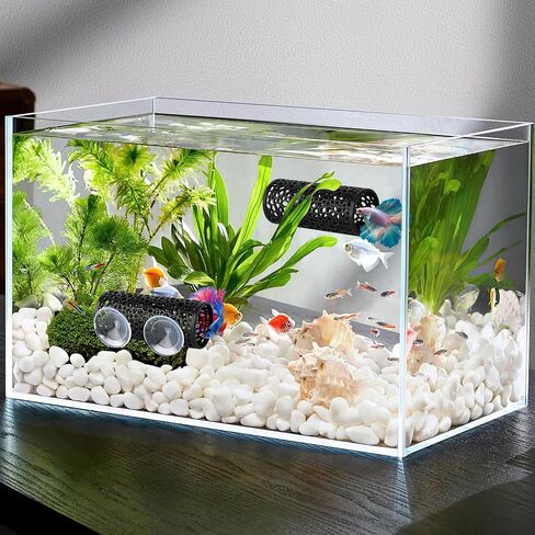 2pcs زخرفة أسود Betta Aquarium ، إكسسوارات Betta Fish Tank مع كوب الشفط ، ألعاب موائل الديكور المخفية لتربية الروبيان الأسماك الصغيرة تلعب وراحة in Saudi Arabia