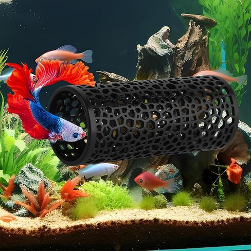 2pcs زخرفة أسود Betta Aquarium ، إكسسوارات Betta Fish Tank مع كوب الشفط ، ألعاب موائل الديكور المخفية لتربية الروبيان الأسماك الصغيرة تلعب وراحة in Saudi Arabia